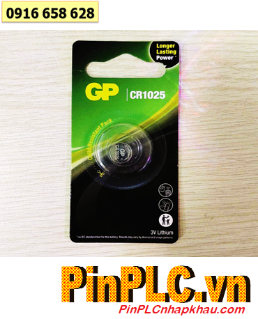GP CR1025, Pin 3v lithium GP CR1025 Longer Lasting Power chính hãng (Vỉ 01viên)